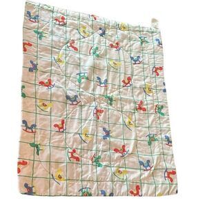 Infant Toddler Baby Rocking Horse Design Crib Blanket Red Green Yellow 32" x 38"